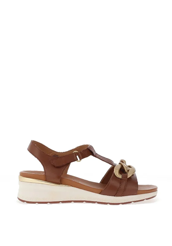 Caprice T Bar Chain Sandals, Cognac