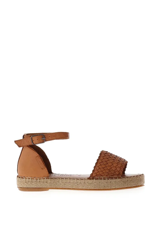 Carmela Weave Leather Platform Sandals, Camel