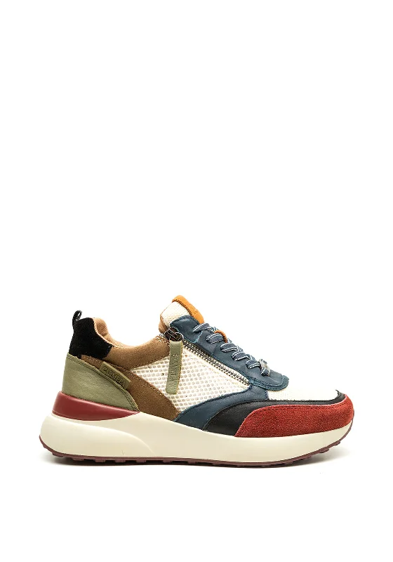 Carmela Colour Block Side Zip Trainers, Denim Multi