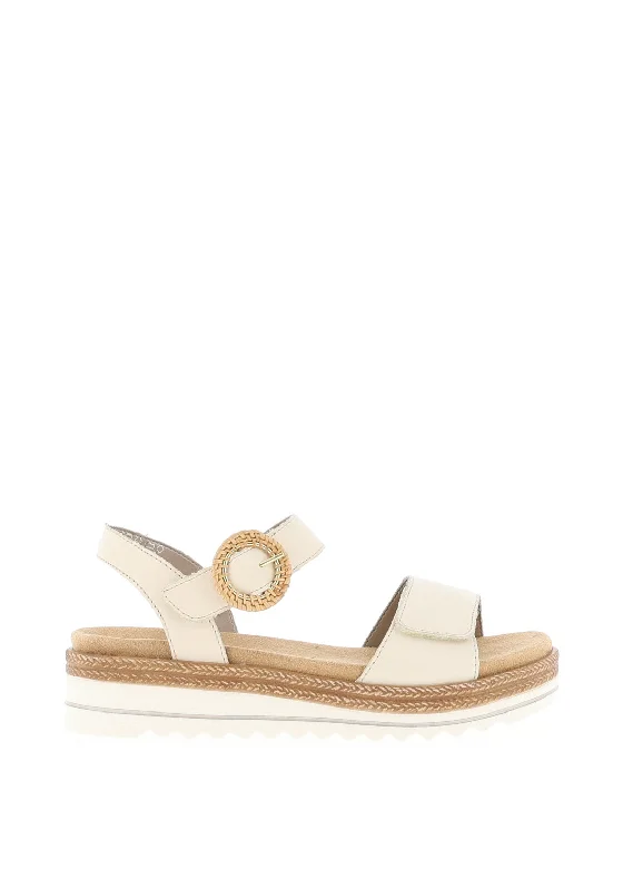 Remonte Buckle Strap Platform Sandals, Beige