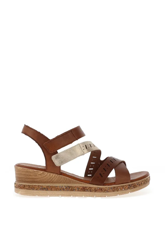 Remonte Multi Strap Textured Sandals, Brown Multi