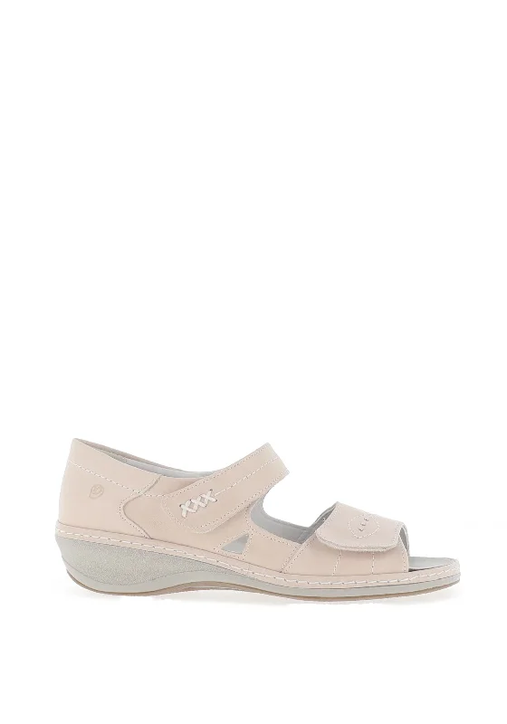 Suave Womens Yolanda Leather Velcro Strap Sandals, Cream