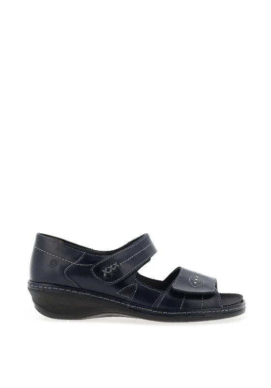 Suave Womens Yolanda Leather Velcro Strap Sandals, Navy