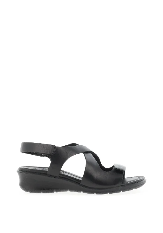 Ecco Leather Criss Cross Sandals, Black