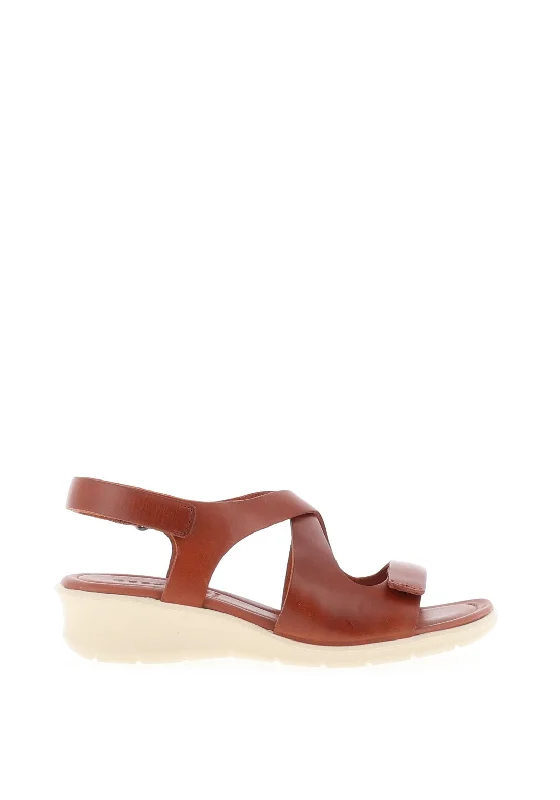 Ecco Leather Criss Cross Sandals, Cognac