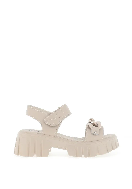 Redz Chain Platform Sandals, Beige