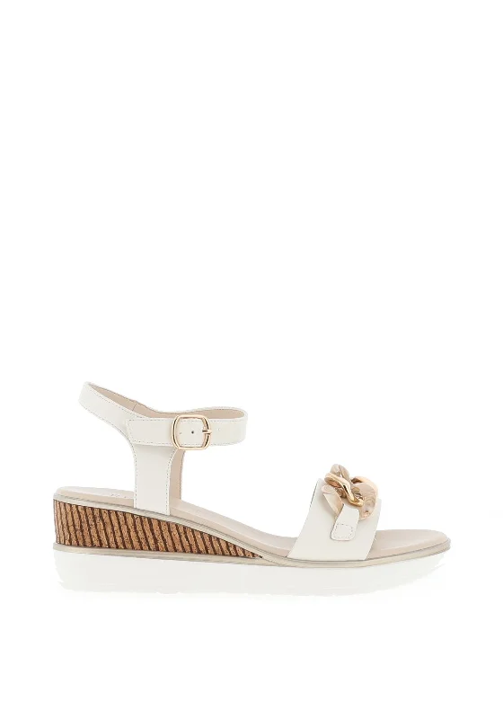 Redz Link Chain Wedge Sandals, White