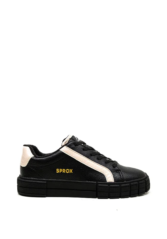 Sprox Faux Leather Trainers, Black