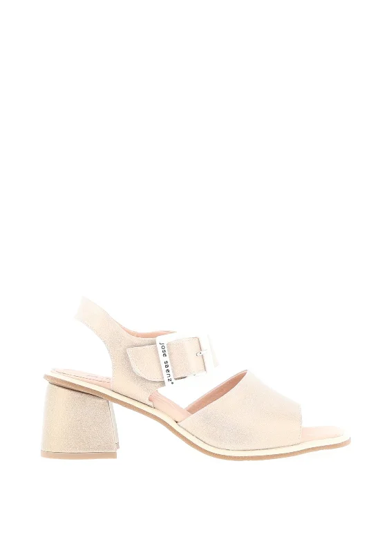 Jose Saenz Shimmer Block Heeled Sandals, Rose Gold