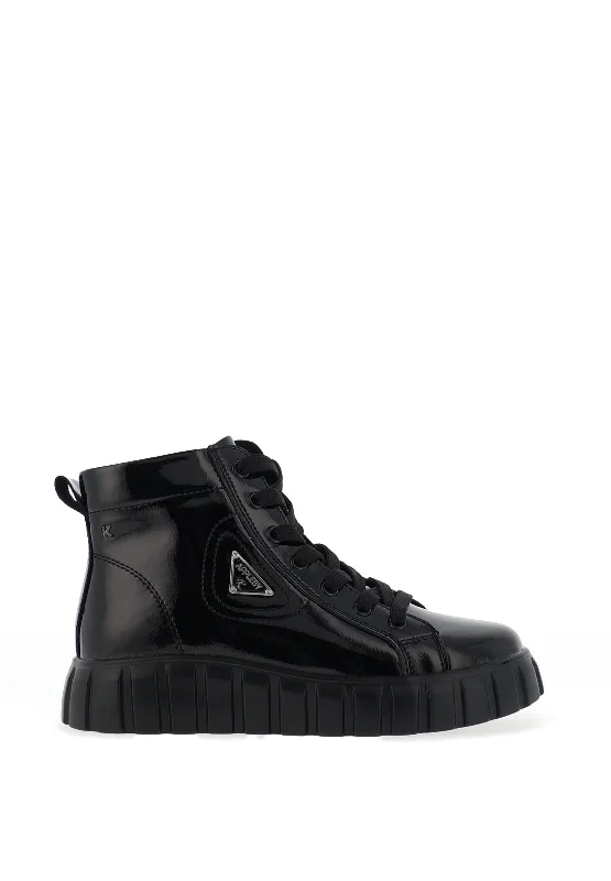 Kate Appleby Langfield Patent High Top Trainers, Black