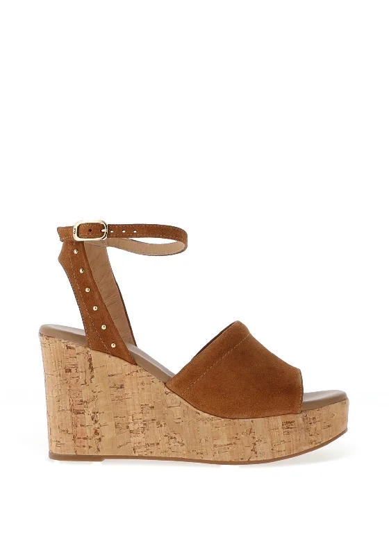 Nero Giardini Cork Wedge Sandals, Tobacco