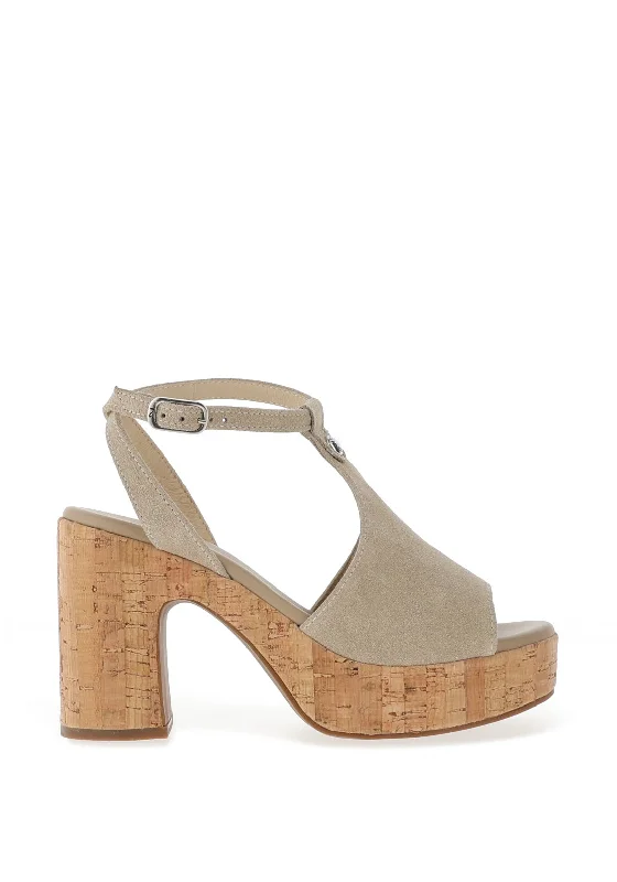 Nero Giardini Leather Platform Sandals, Beige