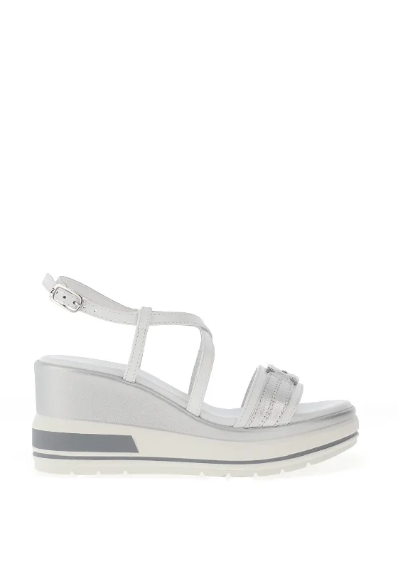 Nero Giardini Criss Cross Wedge Sandals, White