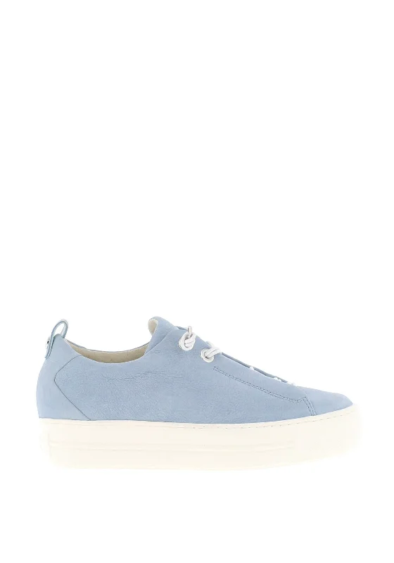 Paul Green Leather Elastic Lace Platform Trainers, Blue