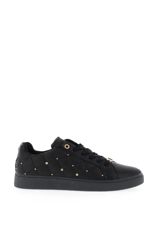 Tommy Bowe Womens Ordman Quilted Stud Trainers, Black