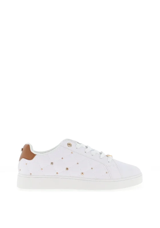 Tommy Bowe Womens Ordman Quilted Stud Trainers, White