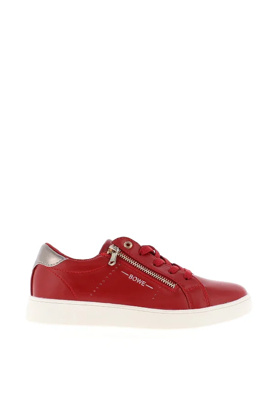 Tommy Bowe Womens Spence Side Zip Trainers, Red