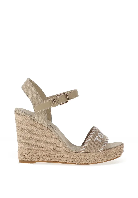 Tommy Hilfiger Womens Webbing Wedge Sandals, Sandalwood