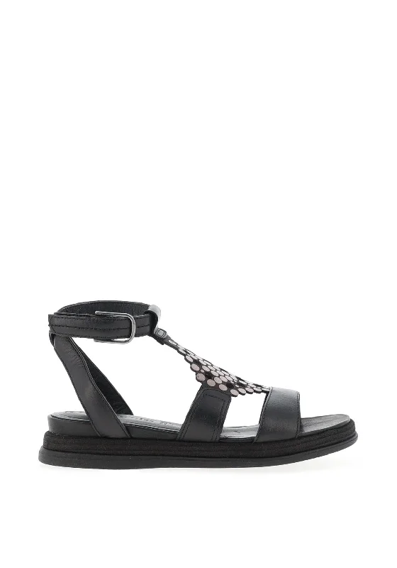 Tamaris Leather Spot Strap Sandals, Black