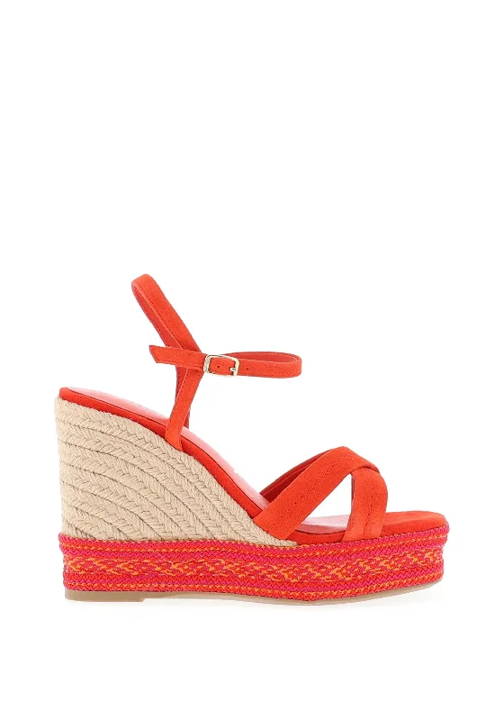 Tamaris Woven Printed Wedge Sandals, Fire