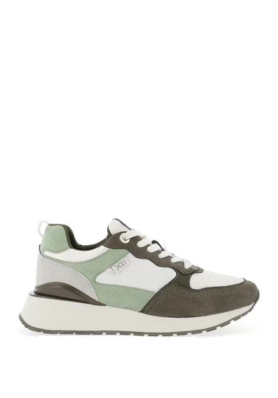 Xti Mixed Panel Trainers, Green