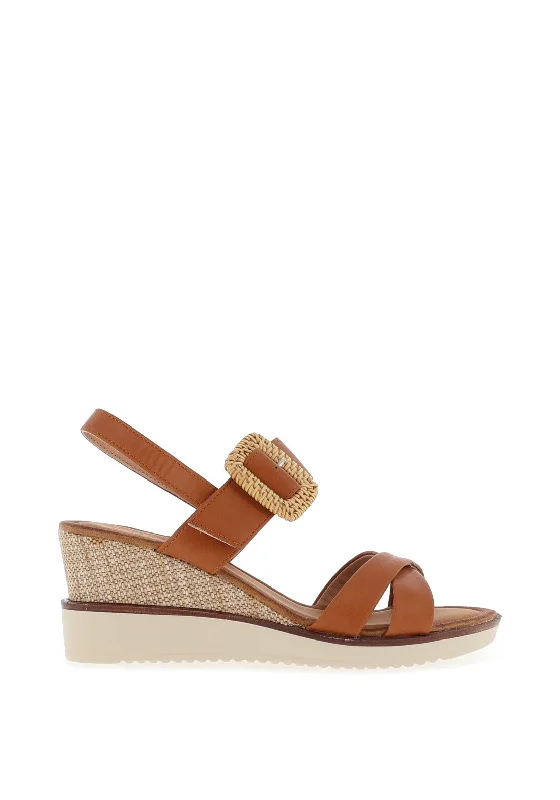 Zanni & Co. Kalba Woven Buckle Wedge Sandals, Driftwood