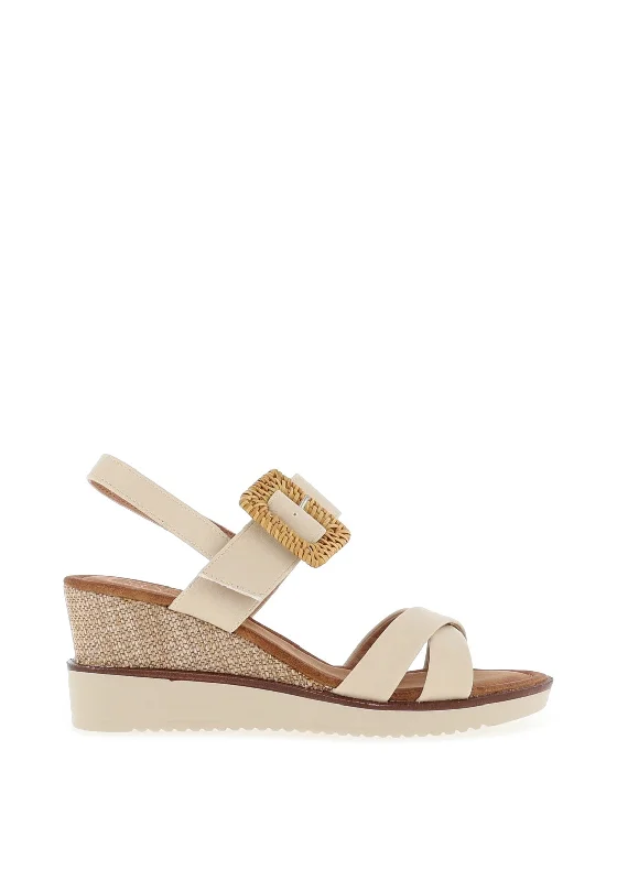 Zanni & Co. Kalba Woven Buckle Wedge Sandals, Oatmeal