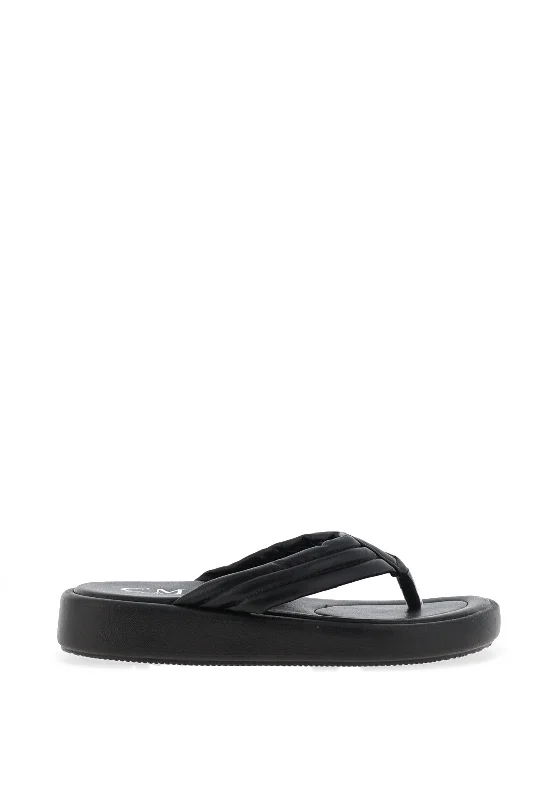 Zen Collection Faux Leather Flip Flop, Black