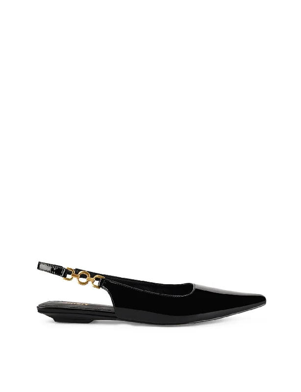 Alana Slingback Flats  - Black Patent Leather