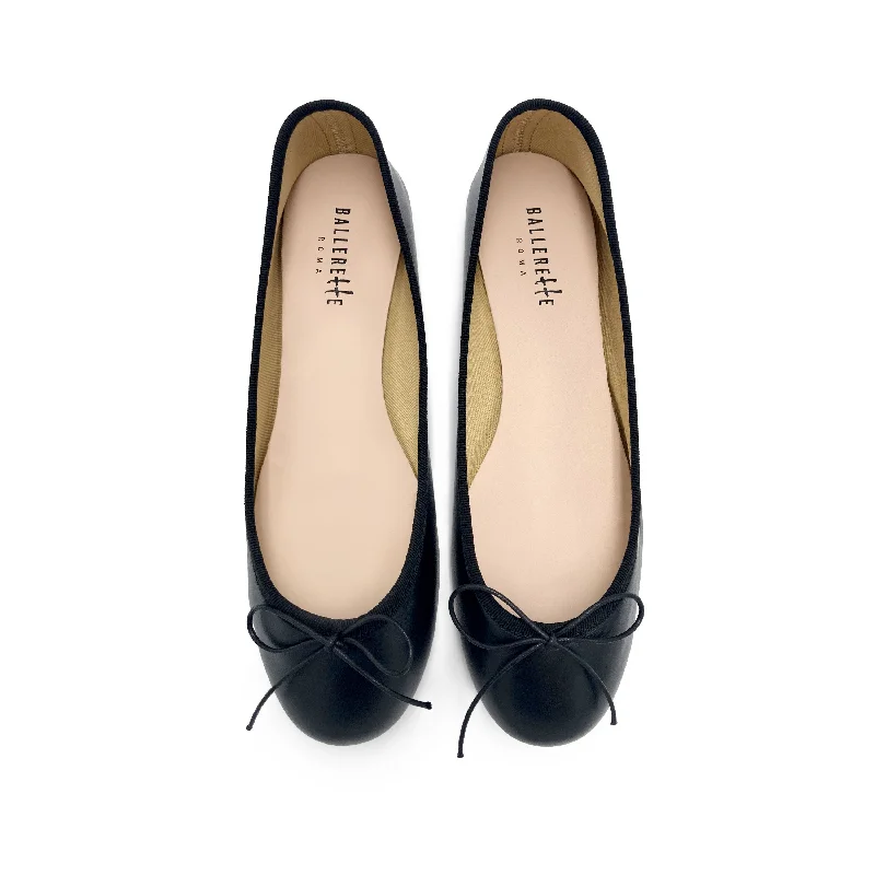 Black leather ballet flats