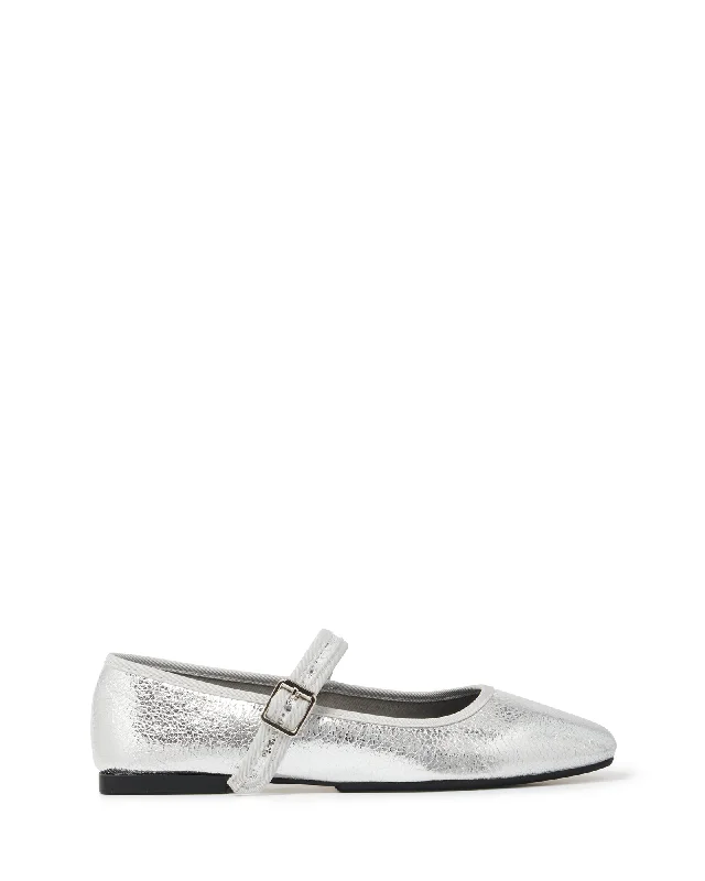 Faze Ballet Flat Silver Metallic