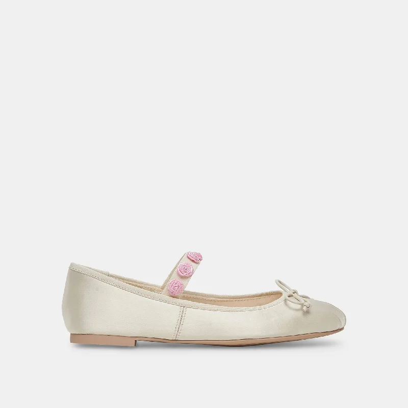 LILLY BALLET FLATS IVORY MULTI SATIN