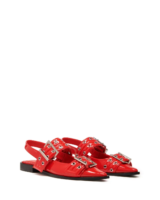 Matilda Pointed Flat Red Patent