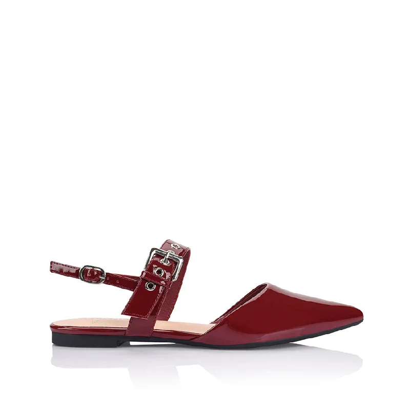 Idaho Slingback Flats - Wine Patent