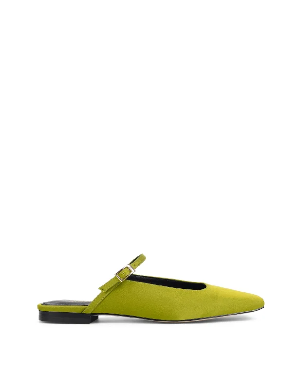 Xanthe Mary Jane Mules - Green Satin