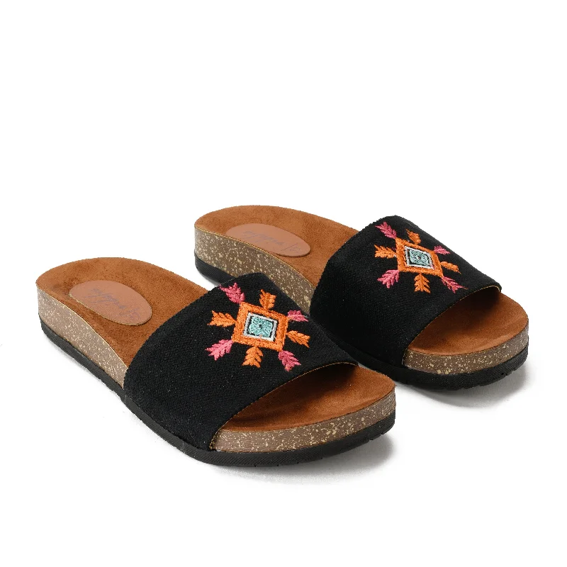 Black Geometric Slipper