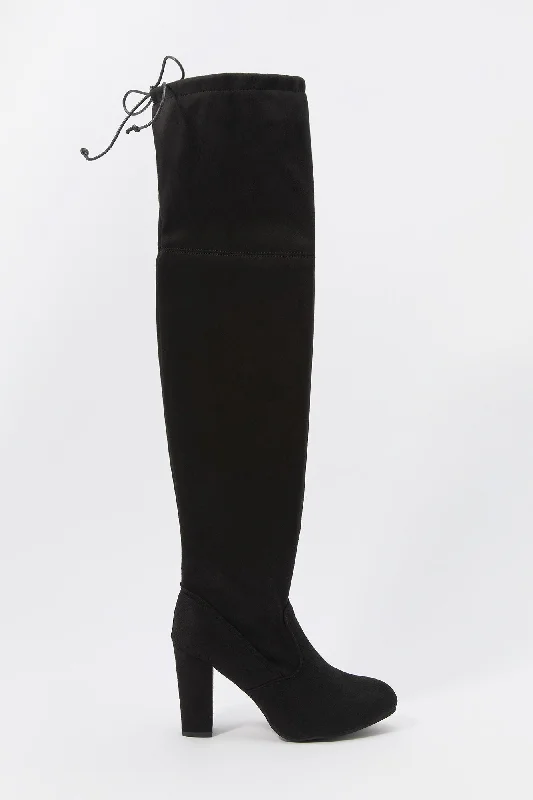 Self Tie Over the Knee Heeled Boot