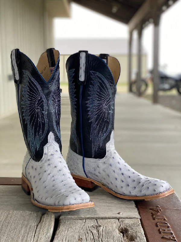 Anderson Bean | White Bruciato Full Quill Ostrich Boot