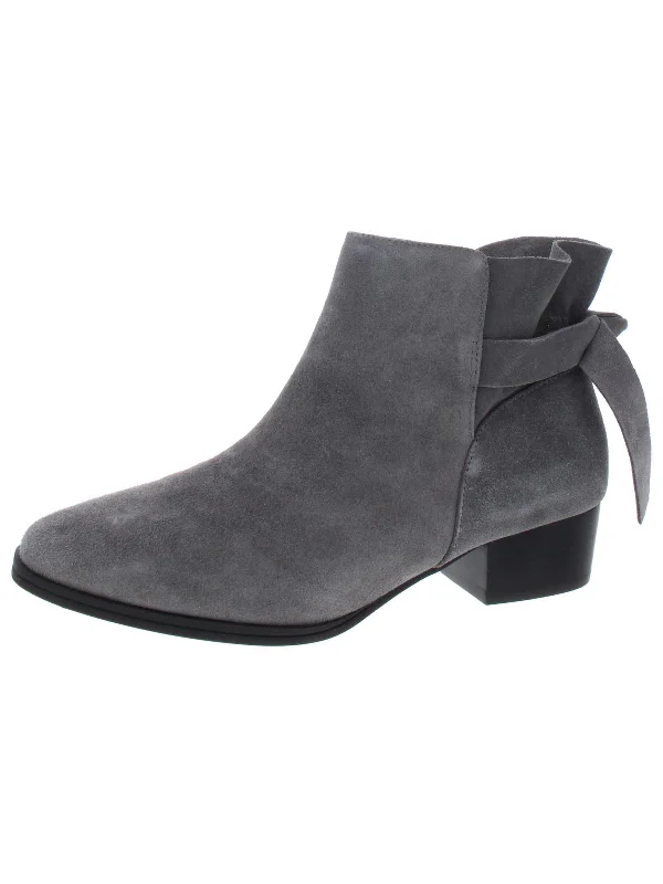 Crosswalk Womens Faux Suede Bow Back Ankle Boots