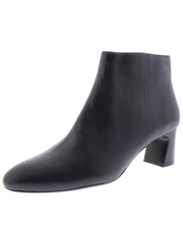 Dany Womens Leather Block Heel Ankle Boots