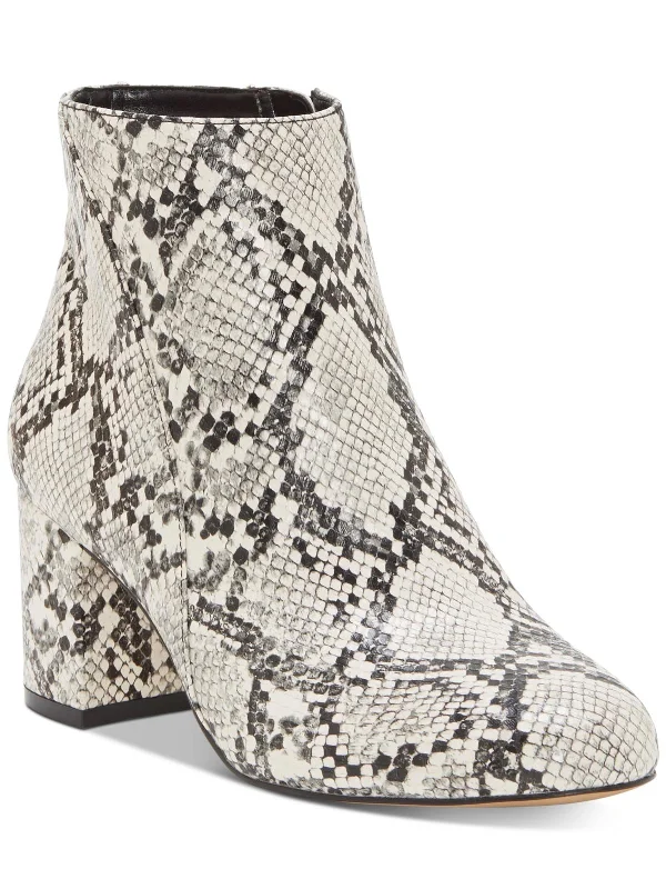 Floriannp Womens Snake print Block Heel Booties