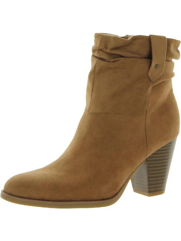 Kall Me Womens Faux Suede Ruched Ankle Boots