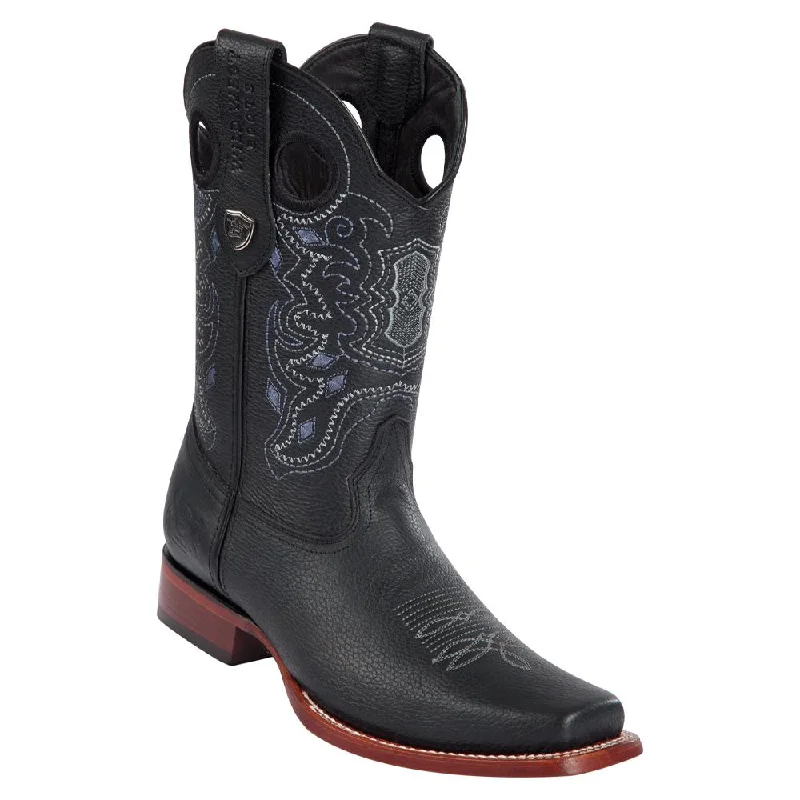 Wild West Boots Hombre Black Leather Square Toe Boots 818