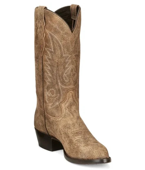 Tony Lama Mens Outpost Desert Tan Goat Leather Western Boots - Round Toe