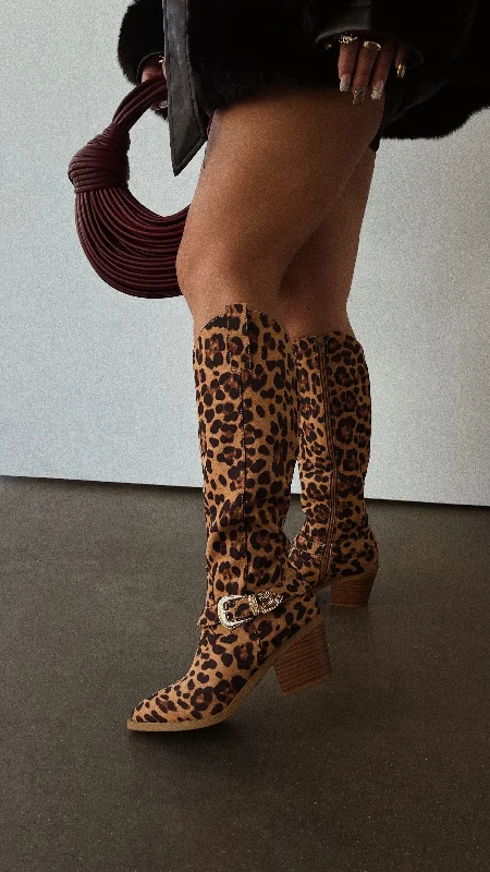 Zelia Western Cowgirl Boots - Leopard